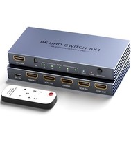 HDMI Splitter 4K 240Hz - New Upgrade 5 in 1 Out 8K 60Hz 4K 240Hz HDMI Switch...