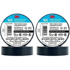 2 3M 1700 / 165 Temflex Insulated Vinyl Black Electrical Tape 3/4" x 60' FT