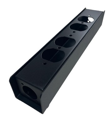 PB1E-2X2DUP-BK Steel Project Box 10-5/8'' x 1-7/8'' x 1-5/8'' 2) D Punch and 2) AC