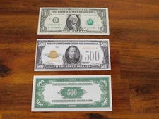 Reproduction U.S. $500 Dollar Bill Series 1928 money currency PHOTO copy NEW.