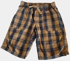 2009 GYMBOREE BOYS Spring Car Classic Plaid Drawstring Pocket Shorts 4 Yrs Khaki