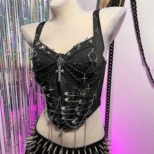 Tops Goth Y2K T-shirt Emo Vêtements Gothique Tank Punk Mini Rock