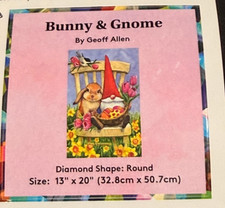 Diamond Art Club Kit Bunny  Gnome By Geoff Allen 13x20" Discontinued