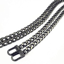 47" DIY Iron Flat Chain Strap Handbag Chains Accessories Purse Gun-black