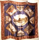 Venice Venezia Satin Souvenir Scarf Vtg 60s Famous Sites Sketches Antique Color!