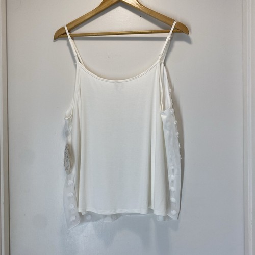 NWT Naif Women's Camisole Top XL Ivory Dot Sheer Boho Beachy Resort Vacation - Picture 2 of 6