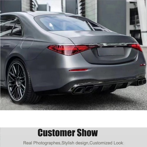 Gloss Black Rear Bumper Diffuser Lip W/Exhaust Tip For Benz W223 S500 2022-2024 - Picture 3 of 10
