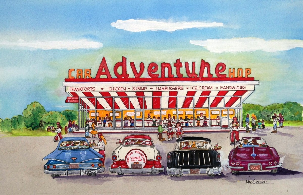 Adventure Car Hop art print Saugus MA Fifties Ginsberg WMEX Hot