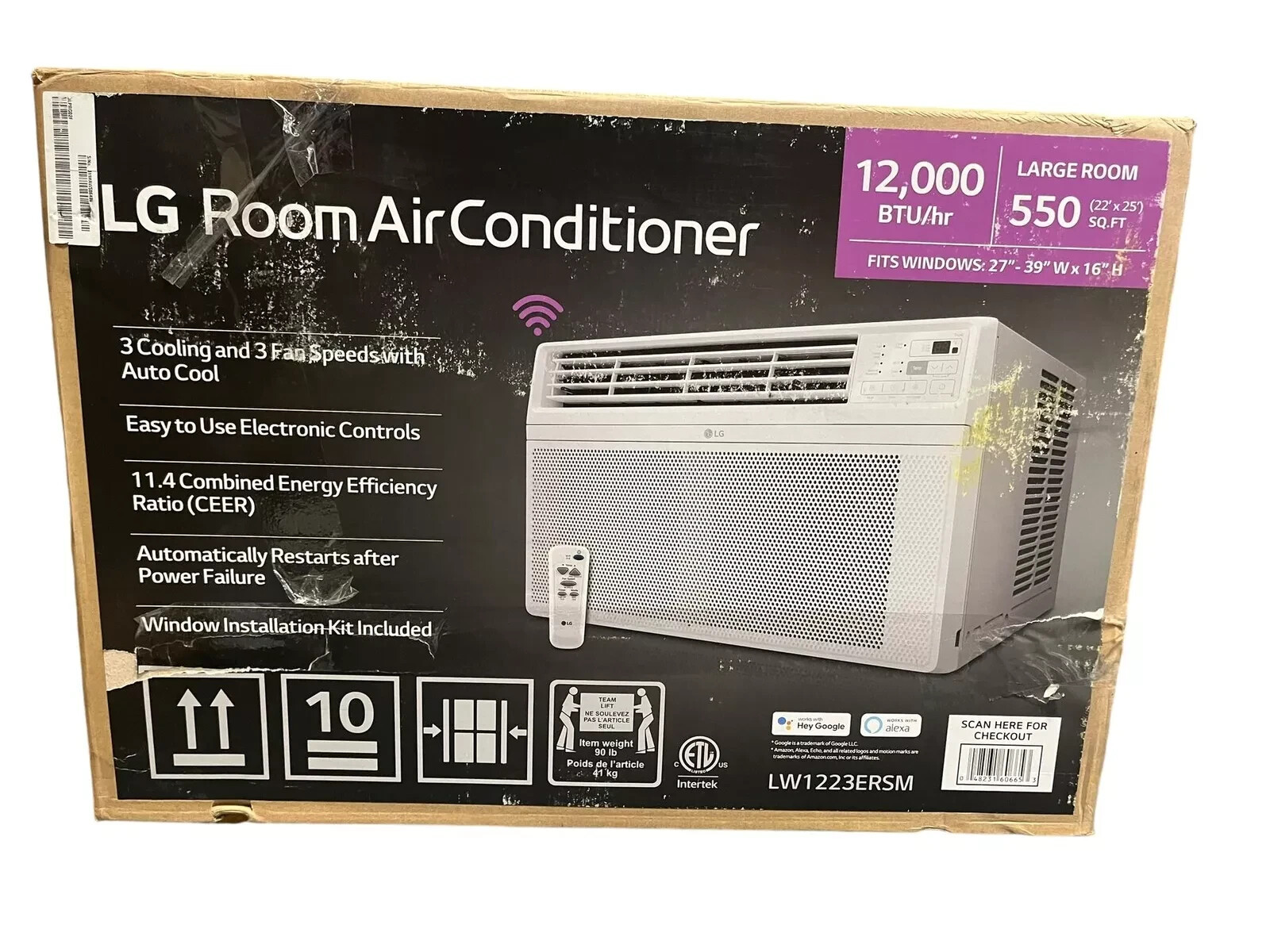 LG 12,000 BTU 115V Window Air Conditioner Cools 550 sq. ft. with Wi-Fi, Remote