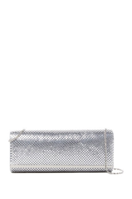 silver beaded clutch bag