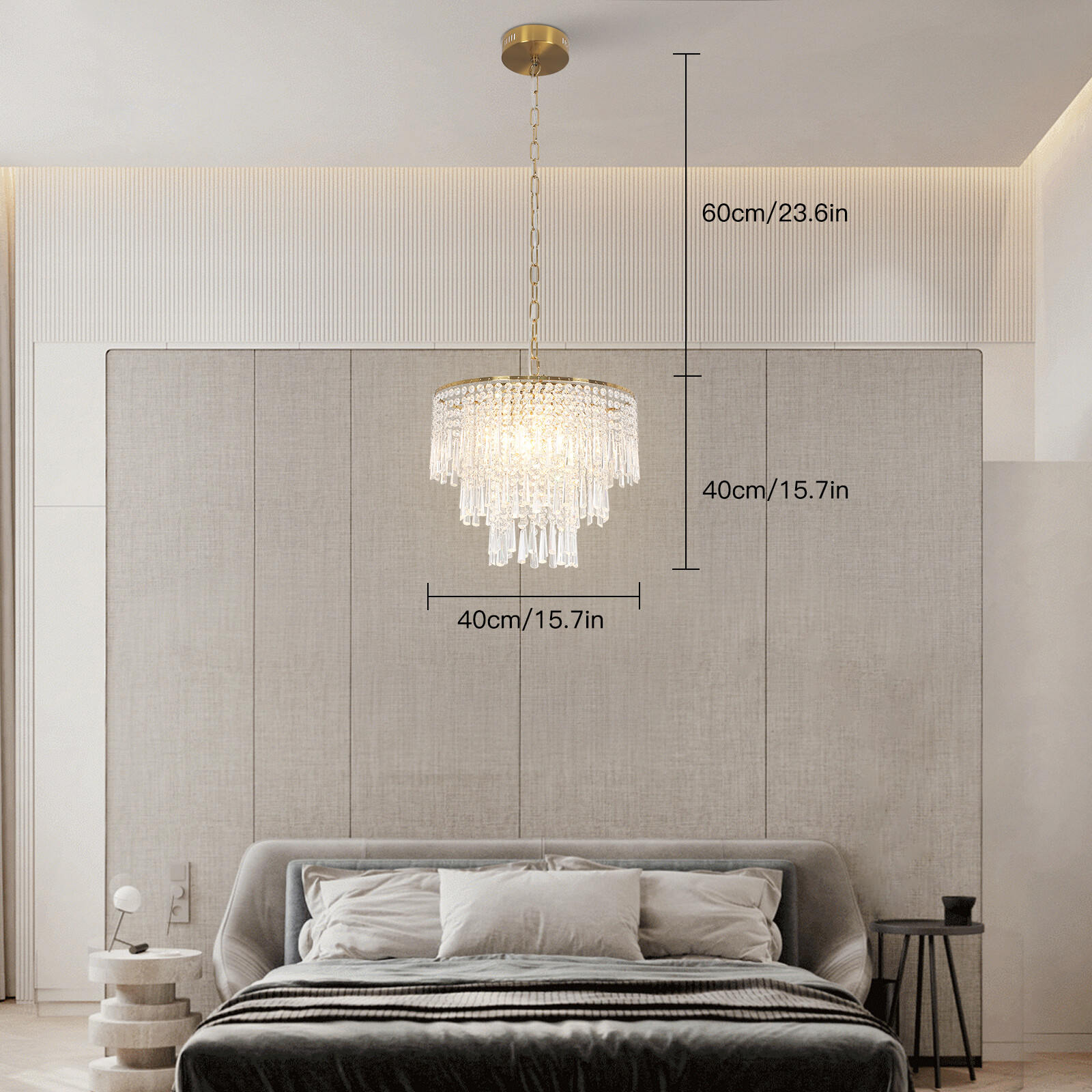 Modern Elegant Crystal Chandelier Lighting Pendant Ceiling Lamp Fixtures 15.7