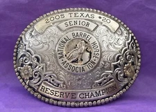 🇺🇸 Gist 🇺🇸   2005 Texas Sr NatIonal Barrel Horse Champion Trophy Belt Buckle