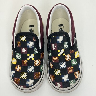 Vans Harry Potter Skate Shoes Hogwarts Slip On Sneakers Logo Toddler Size 
