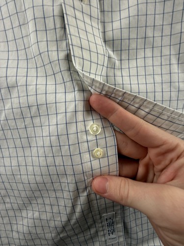 Brooks Brothers Button-Down Non-Iron Classic Cotton Check 16.5 35 Blue Men Shirt - Picture 13 of 15