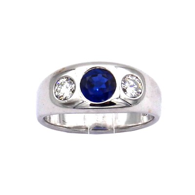 Saphir Diamant Bandring   Alliance Ring mit 0,5 ct Brillanten in 750 Weißgold