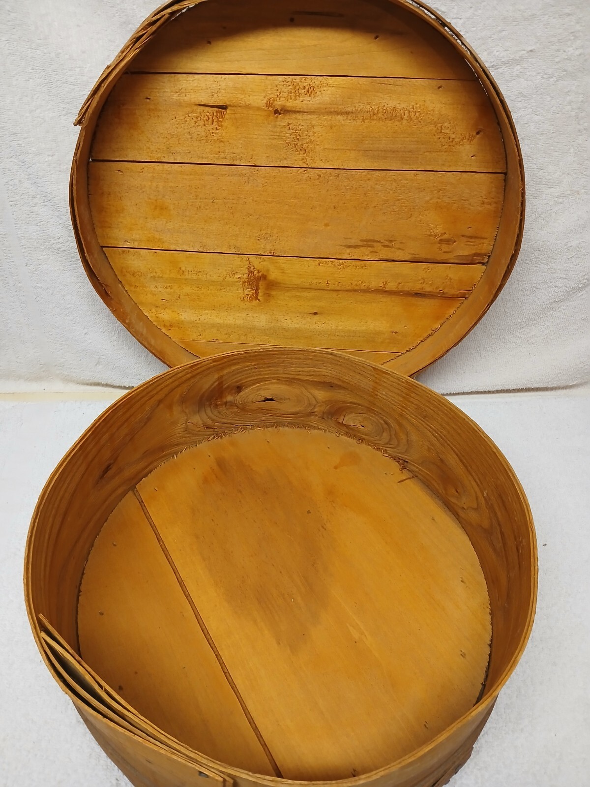 Vintage Round Banded Wood Cheese Pantry Box 