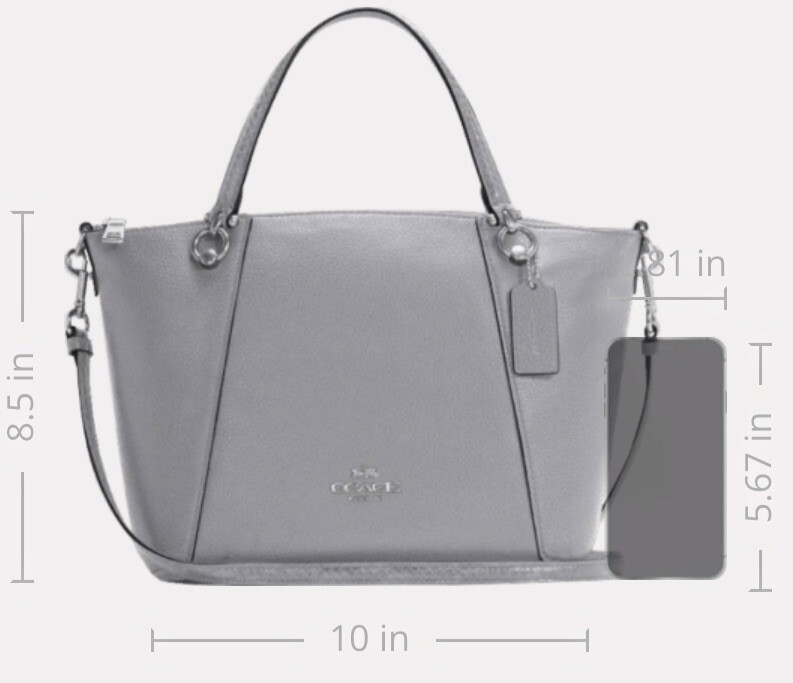NWT Coach Kacey Satchel Crossbody Silver/Granite Leather Snakeskin