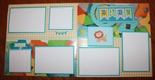 baby boy scrapbook pages 2, each 12 x 12 handmade photo ready baby boy pages