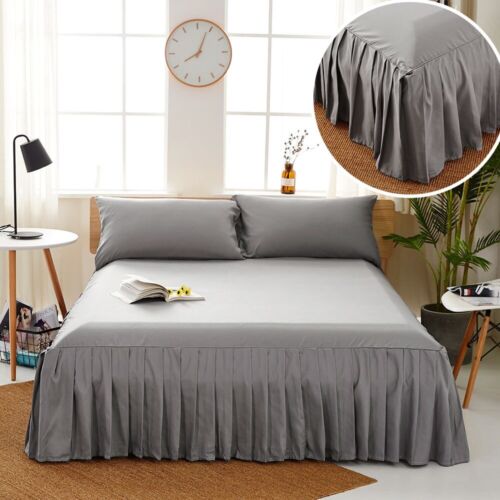 100% Cotton Nordic Bed Skirt Bedspreads Elastic Mattress Covers Fitted Sheet - Afbeelding 1 van 21