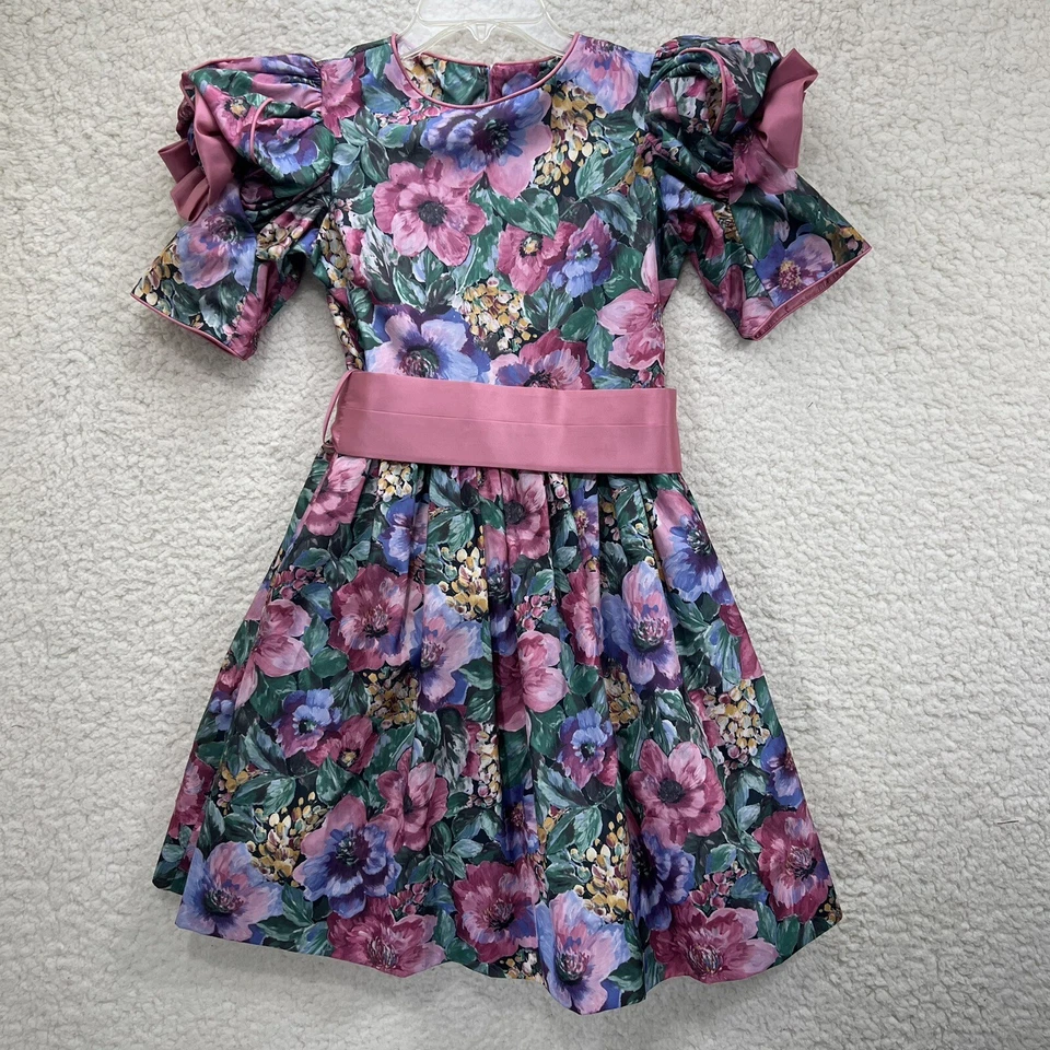 Vestido Vintage Jayne Copeland Niñas Talla 10 Floral Completo Crinolina Cottagecore  Foto 3 de 4