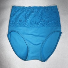 Rhonda Shear Aqua Lace Trim Shapewear Panties Size Medium