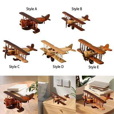 Schreibtisch Flugzeug Dekoration Holz Doppeldecker Ornament für Eingänge Arbeitszimmer Büros