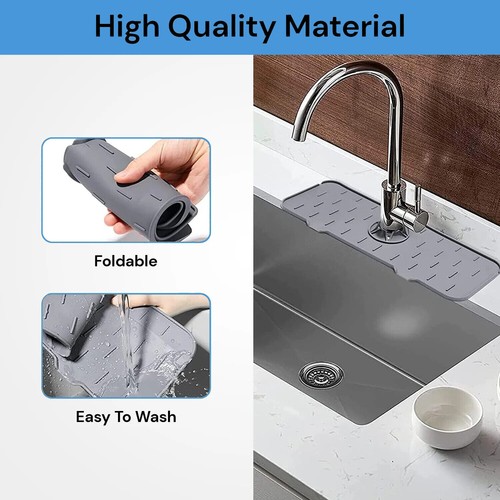 Silicone Faucet Mat Kitchen Protector Faucet Absorbent Mat Sink Splash Guard AU - Picture 3 of 16