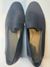 Clarks Juliet Hayes Women's Blue Suede Laser Cut Block Slip On Shoe Size 7