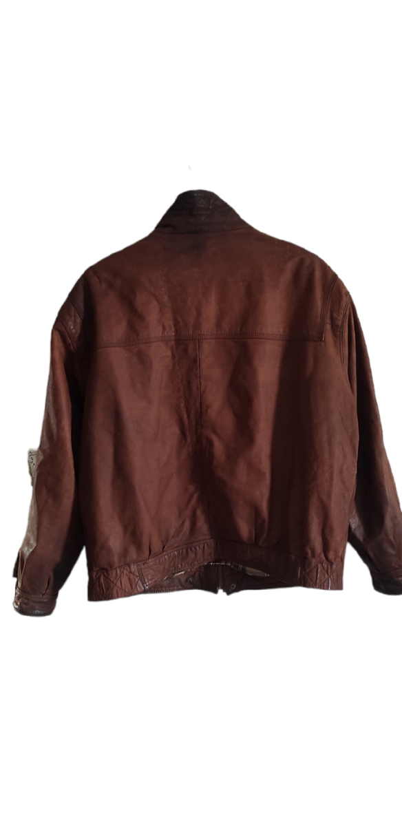 Vintage Kaltin Leather Classic Brown Men's Quilted Jacket Made in