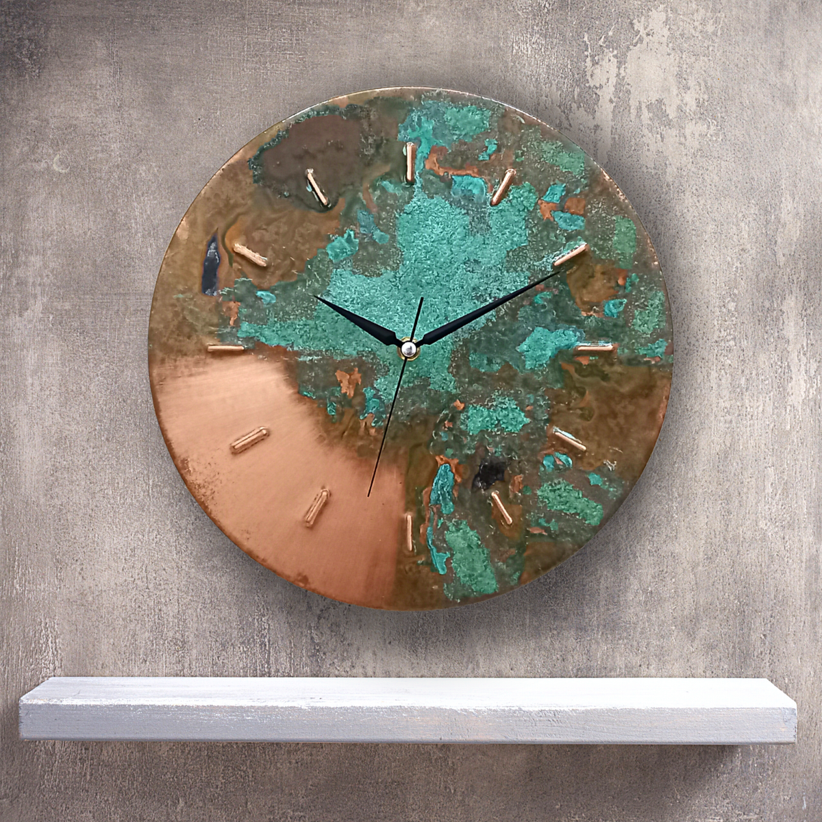 Modern Silent Original Handmade Copper Art Deco Wall Clock, Metal