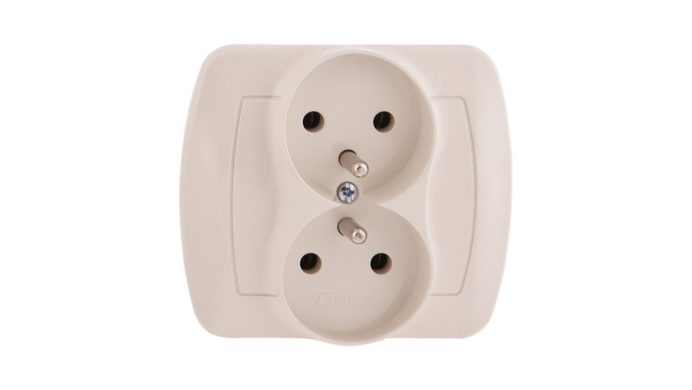 Simon Akord Double socket with / u 16A IP20 beige AGZ2 / 12 /T2UK