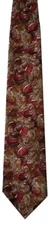 Impression CounTess Wara All Silk Brown Gray Red Geometric Print Men's Neck Tie
