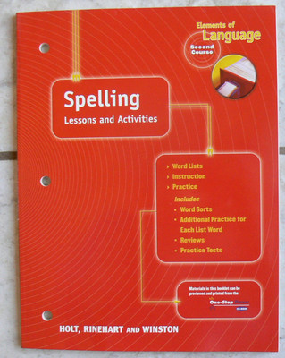 Holt SPELLING Lessons&Activities NEW workbook, Second Course gr. 8/8th 2nd C