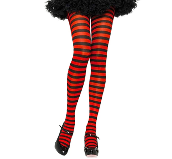 Collant Fantasia Originale a Righe Orizzontali Rosse Nere