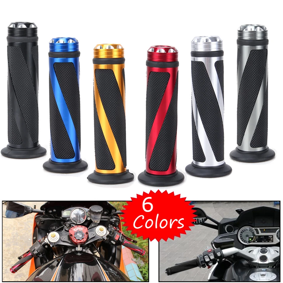 Pair 7/8" Motorcycle Hand Grips HandleBar Gel For Honda Yamaha Suzuki Cafe Racer - Image 3 of 4