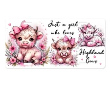 Pink Girl Who Loves Highland Cow Aluminum Front License Plate Accessory Vanity