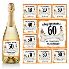 Aufkleber Sektflasche Bierflasche Geburtstag 18 20 30 40 50 60 70 80 90  - D127