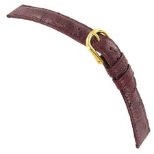 16mm deBeer Matte Burgundy Genuine Ostrich Soft Handmade Mens Watch Band SHORT