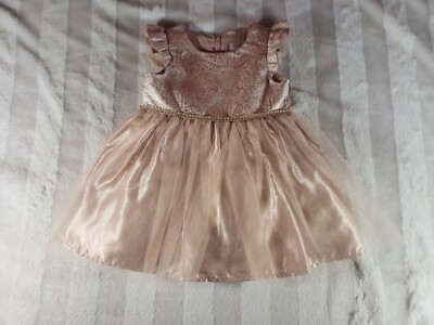 beige easter dress Baby Biscotti Gold Satin Tulle Bling Jacquard Party 18 Months Toddler