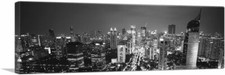 ARTCANVAS Jakarta Indonesia Black and White Skyline Panoramic Canvas Art Print