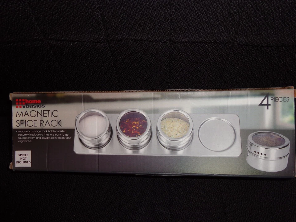 NEW HOME BASICS DELUXE 4 PC HOLDER ORGANIZER MAGNETIC SPICE RACK - Image 2 of 3