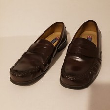 Chaps Mens Penny Loafers Leather Sz 10M 96-8328 Burgundy/Dk Red Brown 04-103573