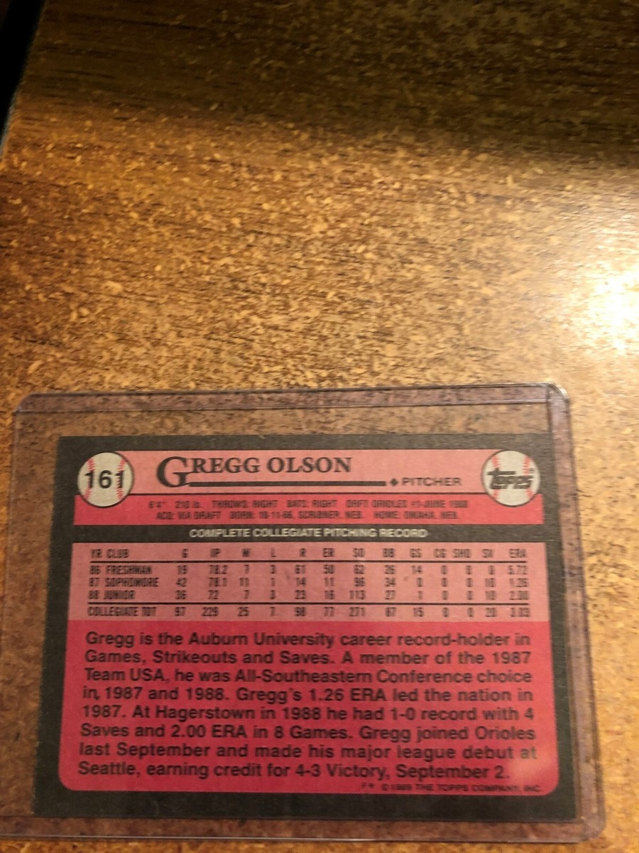 1989 Topps Baseball # 161 #1 Draft Pick Gregg Olson RC | eBay