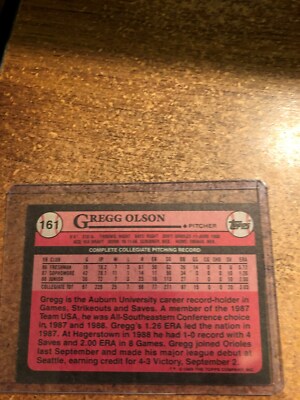 1989 Topps Baseball # 161 #1 Draft Pick Gregg Olson RC | eBay