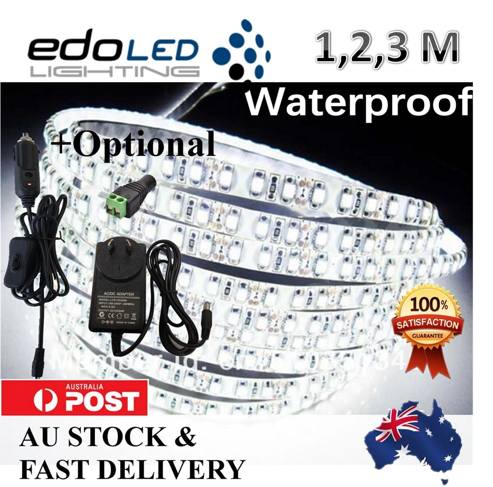 1M 2M 3M 600 LED Strip Lights Cool Warm Natural White 12V Waterproof Car Camping
