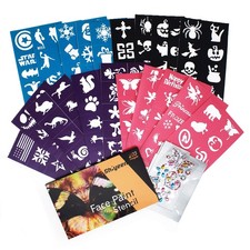 Shiyeen Face Paint and Tattoo Stencils, 200-Piece Small, black, white