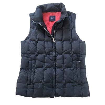 Gap Quilted Down Vest Womens Small Black Puffer Zip Warm Goose Filled