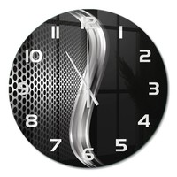 Glasuhr Wanduhr Wohnaccessoire Aus Glas Metallabstraktion WeißE Zeiger Fi60 Cm