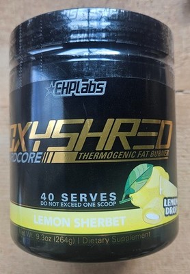 EHP Labs OXYSHRED HARDCORE Fat Burner - Lemon Sherbet 40 Servings  Exp: Dec 2026