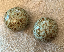 Pair CERAMIC BALLS Tortoiseshell Aqua Brown 4" Spheres Bowl Filler Staging Decor